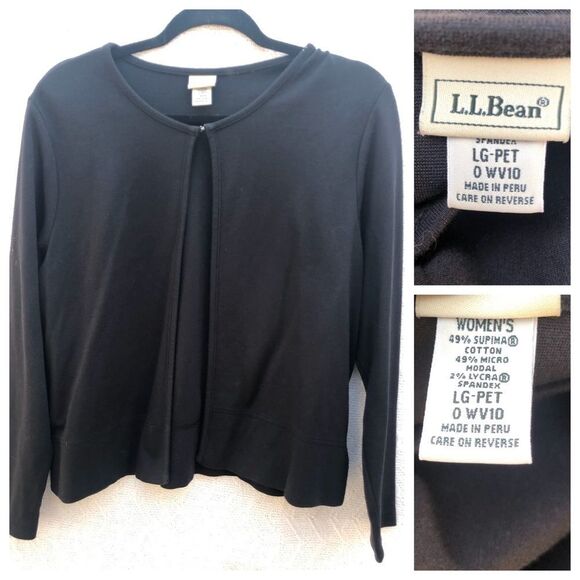 L.L. Bean Soft Cardigan Black Petite - Picture 2 of 9